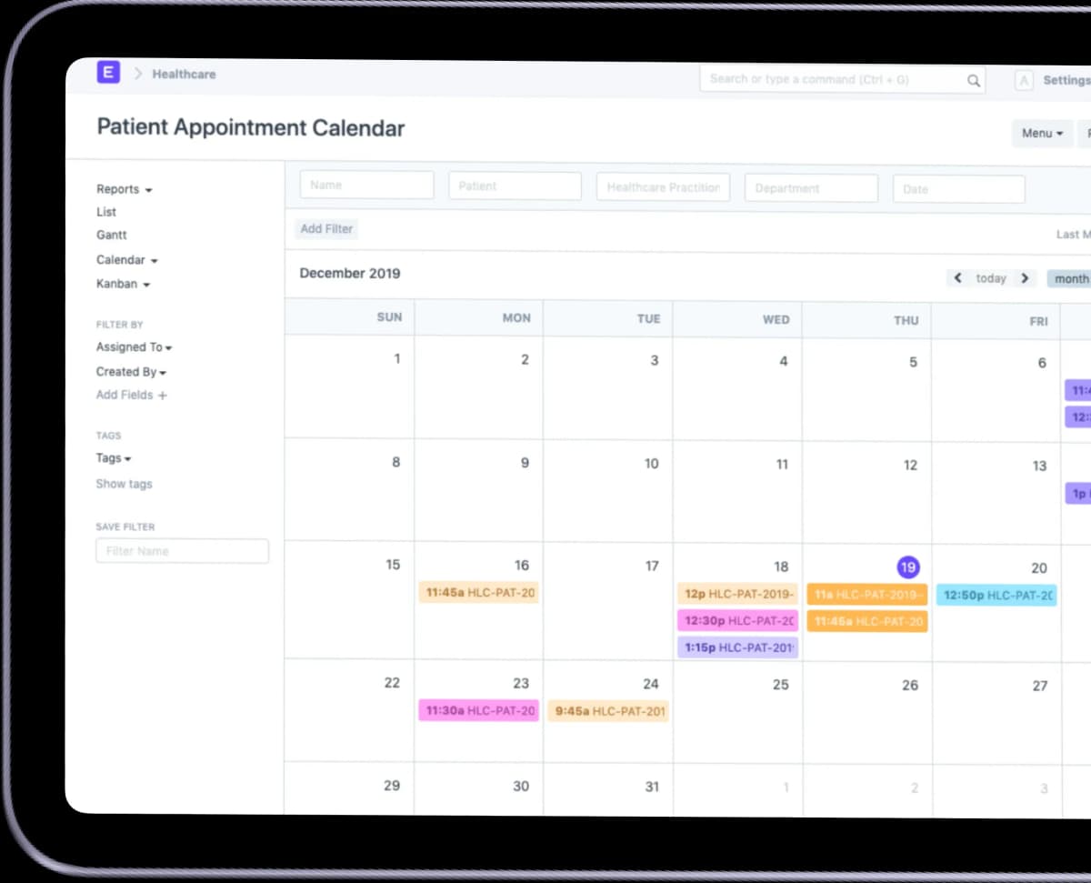 ERPNext Healthcare Dashboard