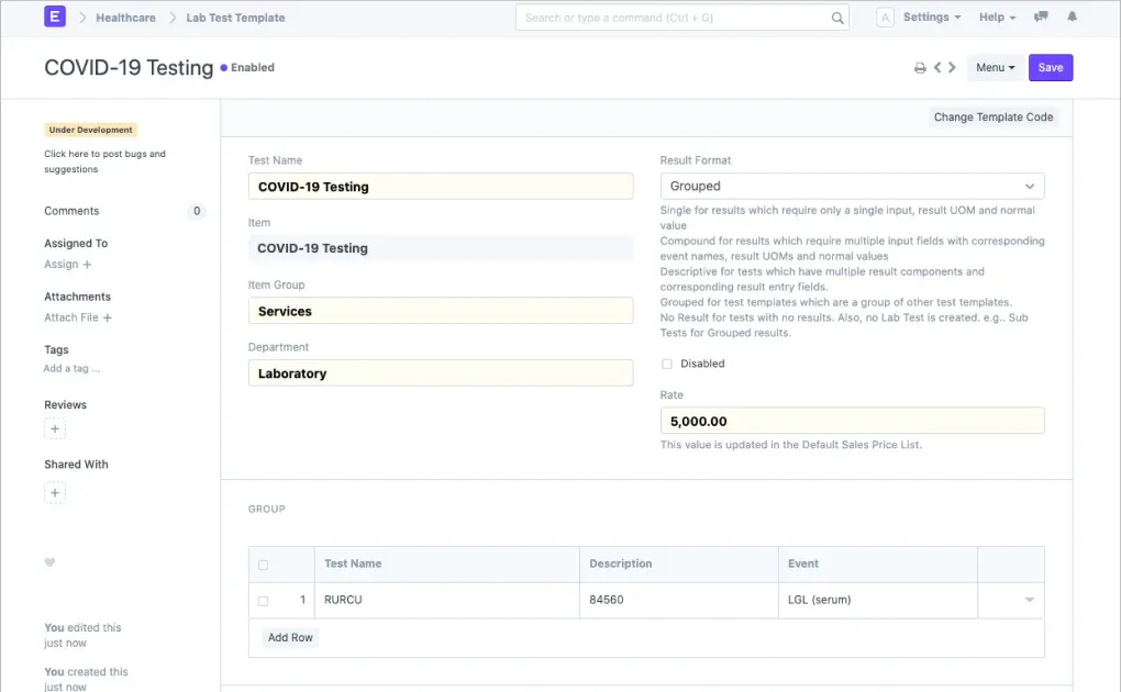 Laboratory Management module in ERPNext Healthcare